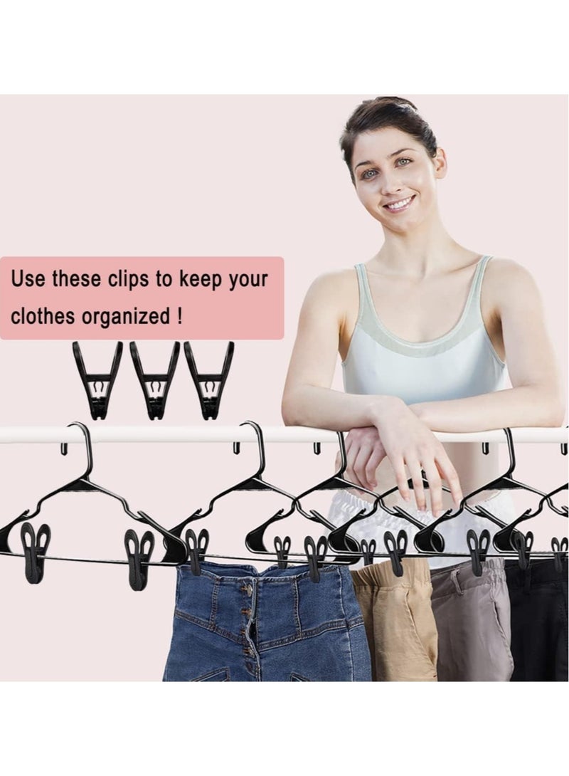 50Pcs Hanger Clips Strong Plastic Hangers Clips Clothes Pin Perfect for Plastic Clothes Hangers MultiPurpose Finger Clips for Skirt Pants Hangers Babys Flat Thin Clothes Hangers