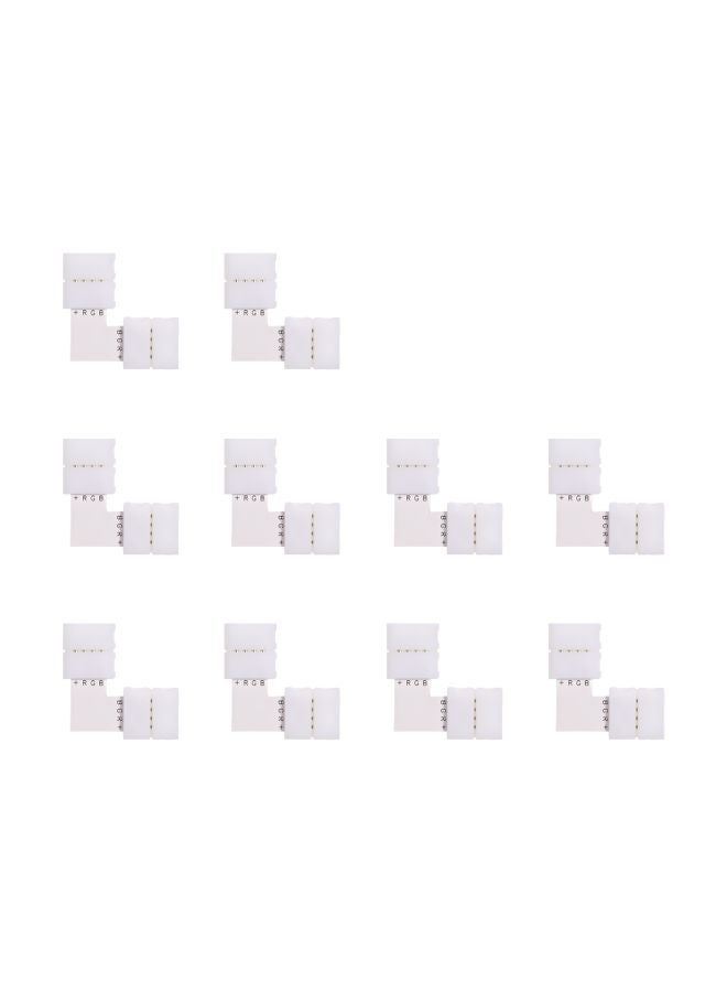 10-Piece L Shape LED Strip Connector White