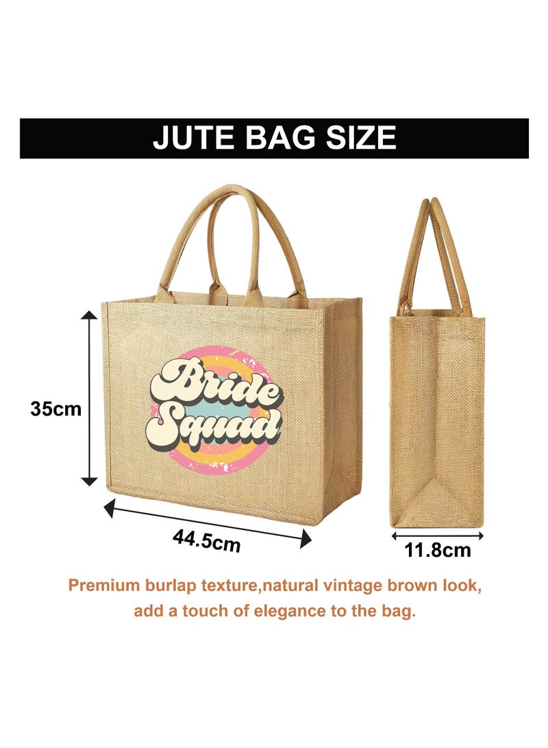 Bride Squad Jute Totes For The Perfect Party Favor -Besties-Bags for The Perfect Wedding Squad-Gift Set For Bride Squad