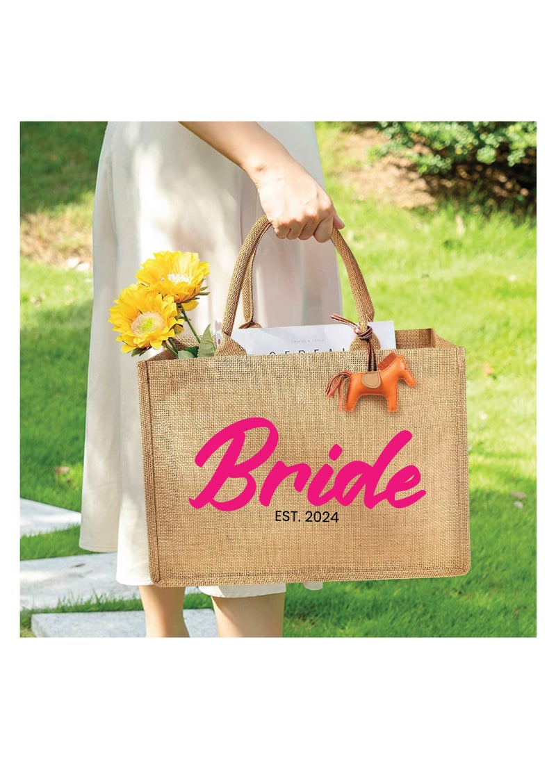 Jute Tote Bag-Bride Est-Wedding Party Gift Bag For Bridesmaids And Guests-Wedding Party Favors