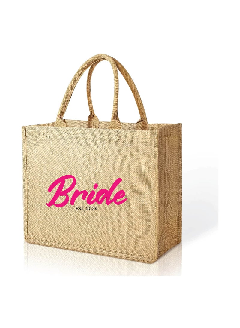 Jute Tote Bag-Bride Est-Wedding Party Gift Bag For Bridesmaids And Guests-Wedding Party Favors