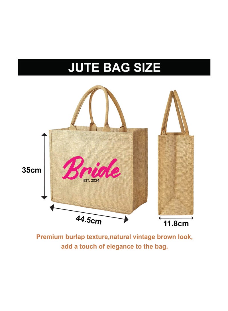 Jute Tote Bag-Bride Est-Wedding Party Gift Bag For Bridesmaids And Guests-Wedding Party Favors