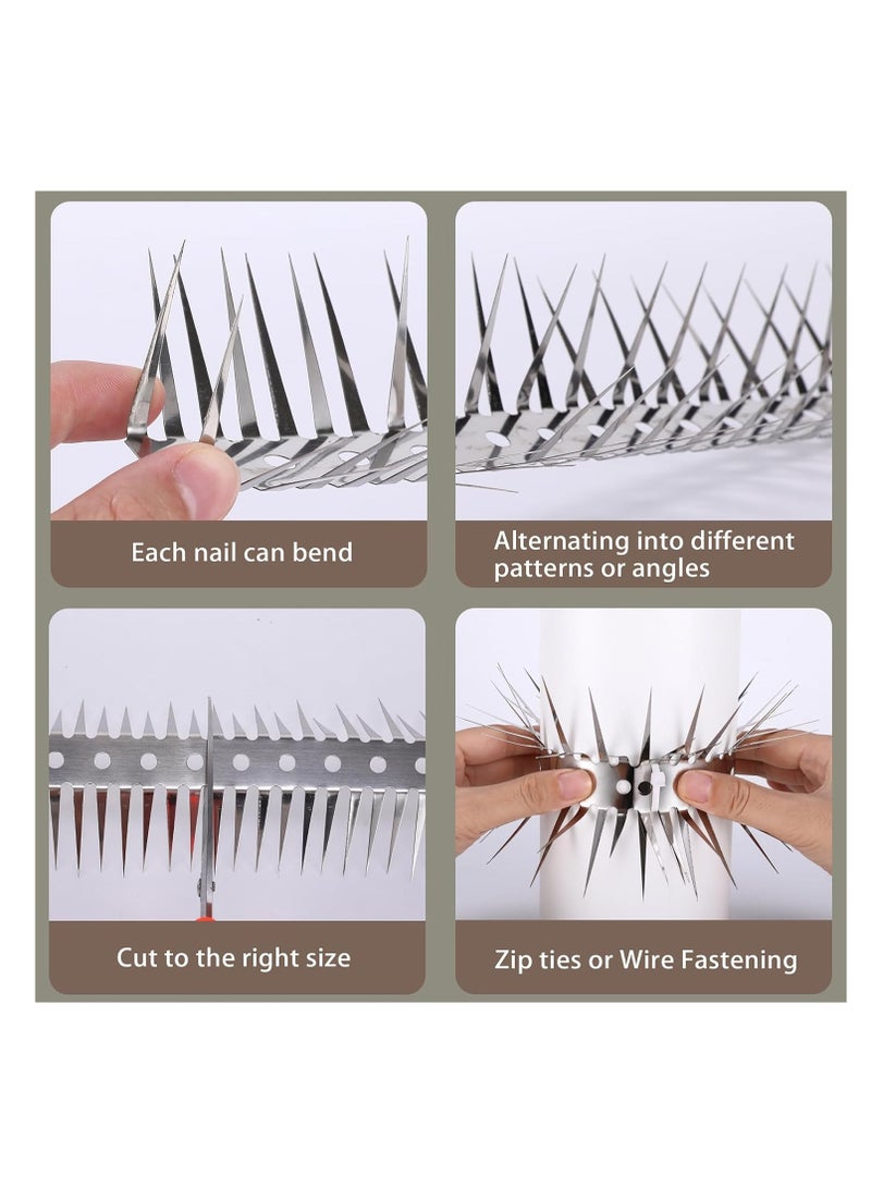 Bird Spikes, Durable Bird Repellent Spikes Arrow Pigeon Spikes Fence Kit, for Outside to Keep Birds Away, Pigeon Squirrel Bird Spikes Deterrent, Bird Prevention Spikes with Stainless Steel