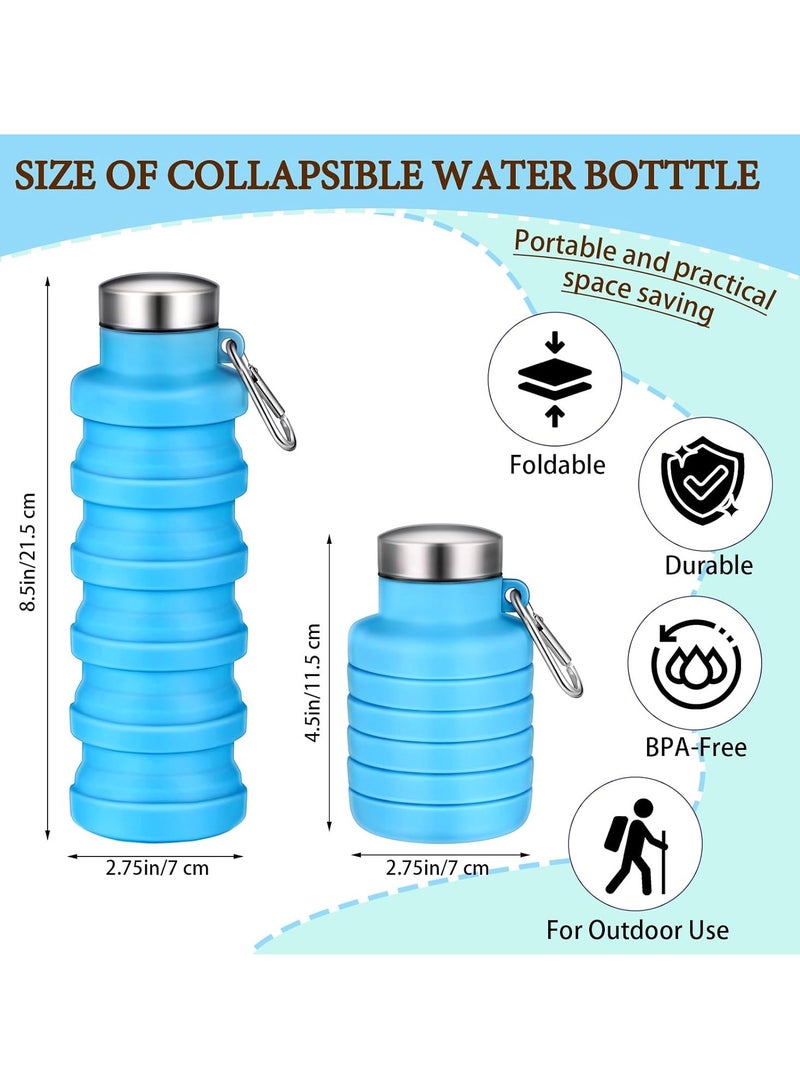 2Pcs Collapsible Water Bottles, Food-Grade BPA-Free Silicone Travel Bottles, Lightweight Portable Water Bottle, Reusable Silicone Water Bottle, for Camping Hiking Sport, 500ml Blue and Black