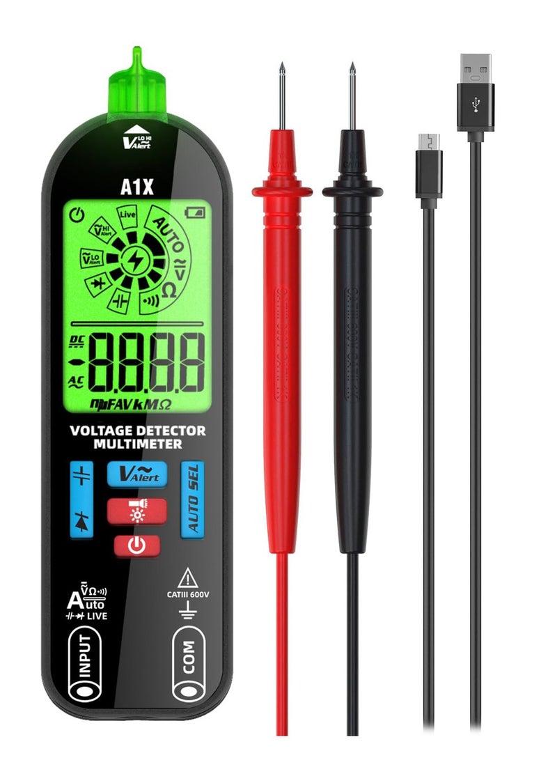 Smart Digital Multimeter, Rechargeable Voltmeter, Capacitance Diode Current Resistance Continuity Frequency AC DC Voltage Tester