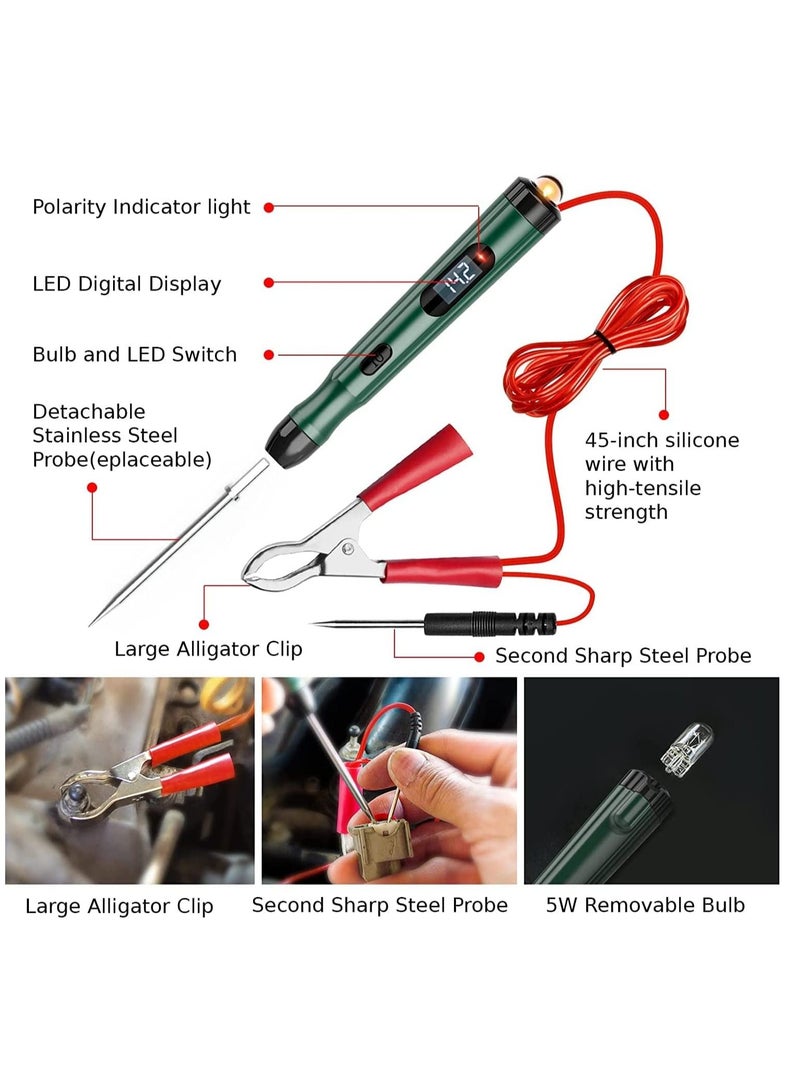 Test Light Automotive Electric 12 Volt Circuit Fuse Motorcycle Wiring Continuity Tester with LED Display,Voltage Light Tester for Car Automotive Truck