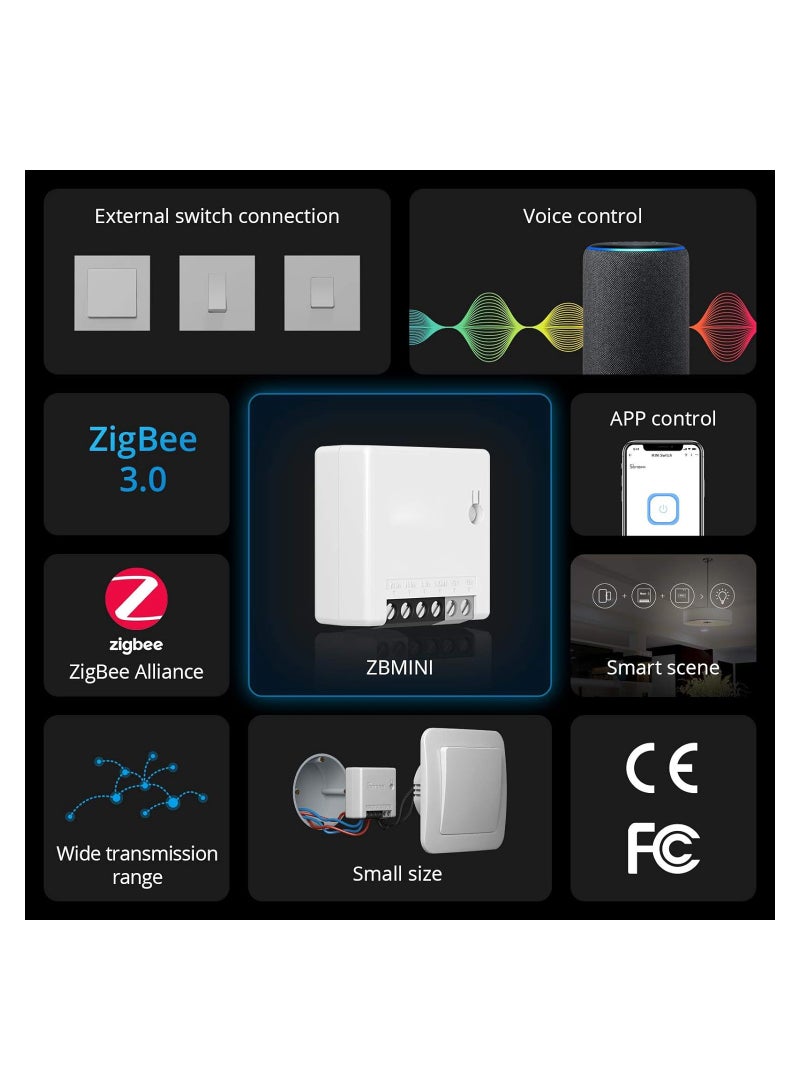 Zigbee Mini Smart Light Switch(2 Way) Works With Alexa Smartthings Hub Google Home& Zbbridge Zigbee Hub Required Neutral Wire Required Zigbee 3.0 Protocol Smart Home White