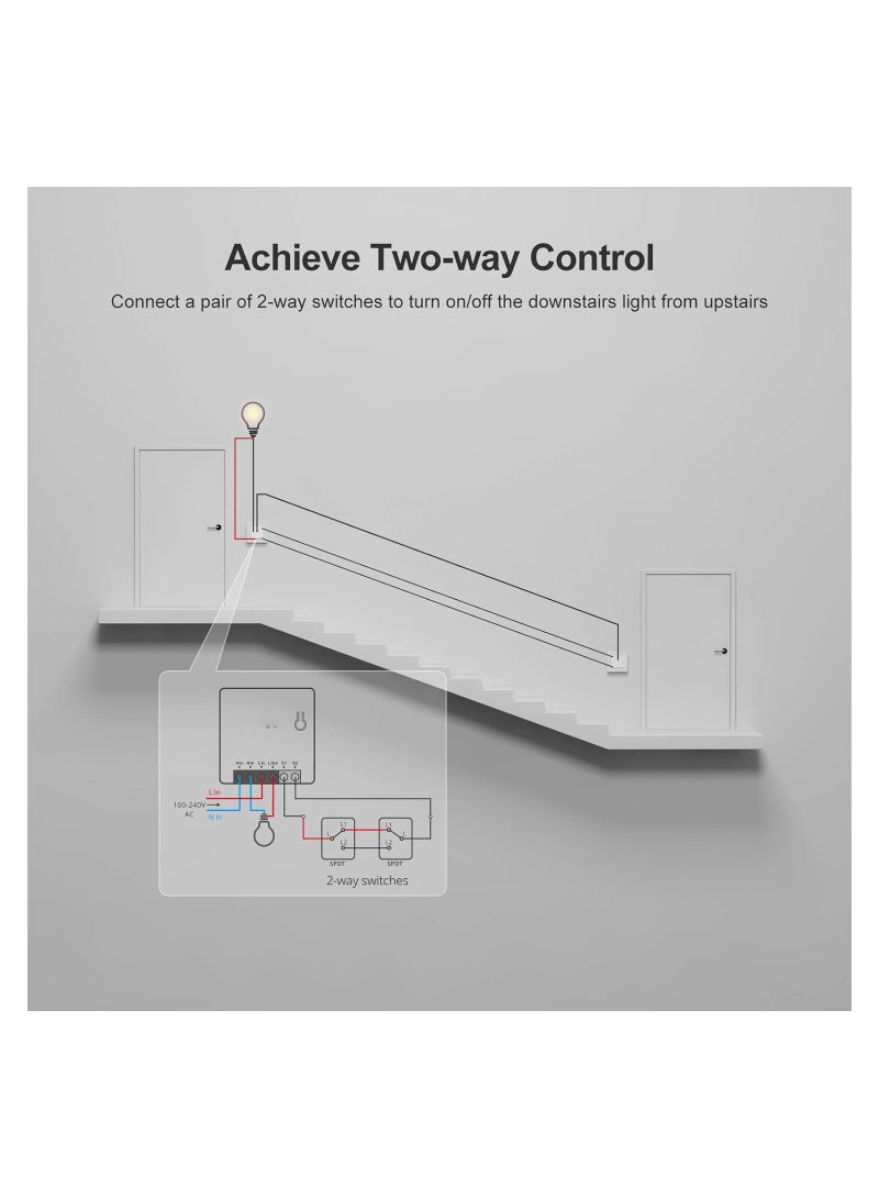 Zigbee Mini Smart Light Switch(2 Way) Works With Alexa Smartthings Hub Google Home& Zbbridge Zigbee Hub Required Neutral Wire Required Zigbee 3.0 Protocol Smart Home White