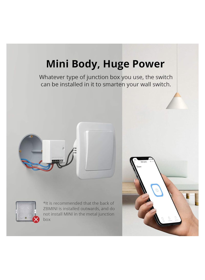 Zigbee Mini Smart Light Switch(2 Way) Works With Alexa Smartthings Hub Google Home& Zbbridge Zigbee Hub Required Neutral Wire Required Zigbee 3.0 Protocol Smart Home White