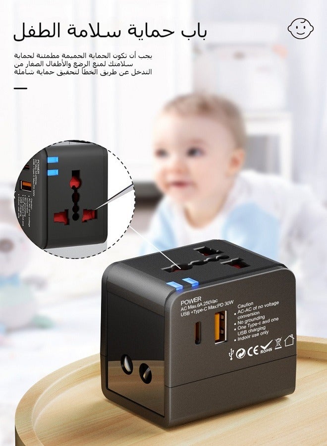 Universal Multi-Purpose Travel Adapter Socket with 2 USB Ports (2.1A), British Plug, Compact Mini Design