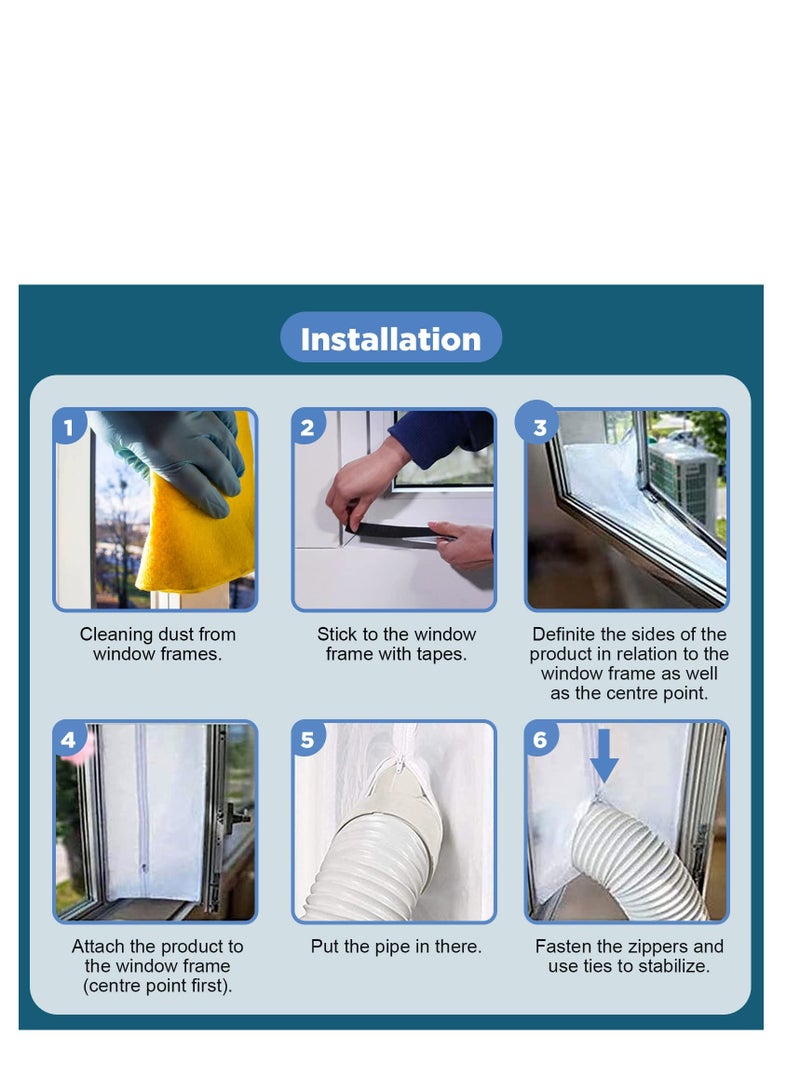 Air Conditioner Window Seal, for Portable Air Conditioner And Tumble Dryer, Hot Air Stop Air Exchange Guards, with Zip and Adhesive Fastener, 400CM (157'') AC Casement Window Seal Kit