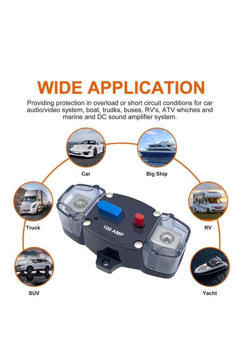 300A Circuit Breaker with Manual Reset Button, 12-48 Volt DC Self Recovery Inline Fuse Inverter for Automotive, RV, Marine, Boat