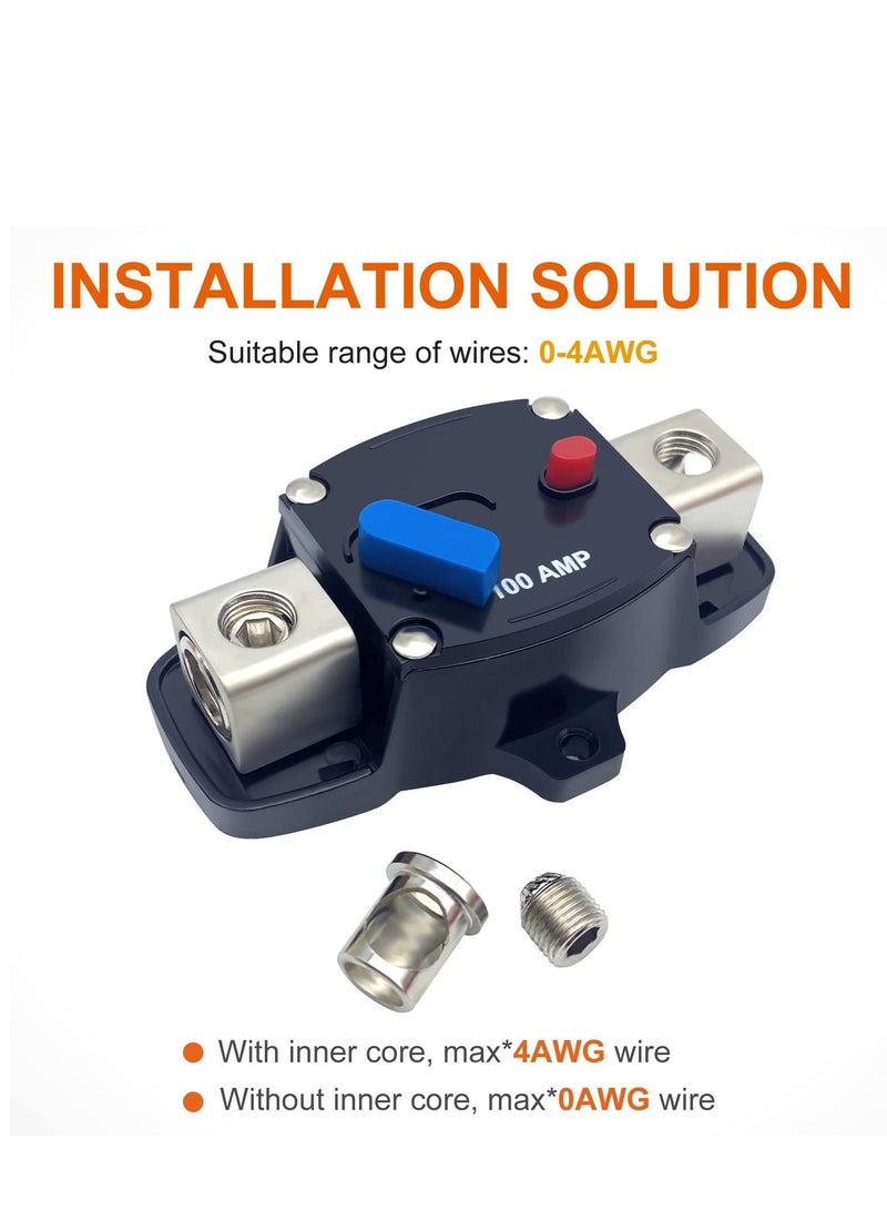 300A Circuit Breaker with Manual Reset Button, 12-48 Volt DC Self Recovery Inline Fuse Inverter for Automotive, RV, Marine, Boat