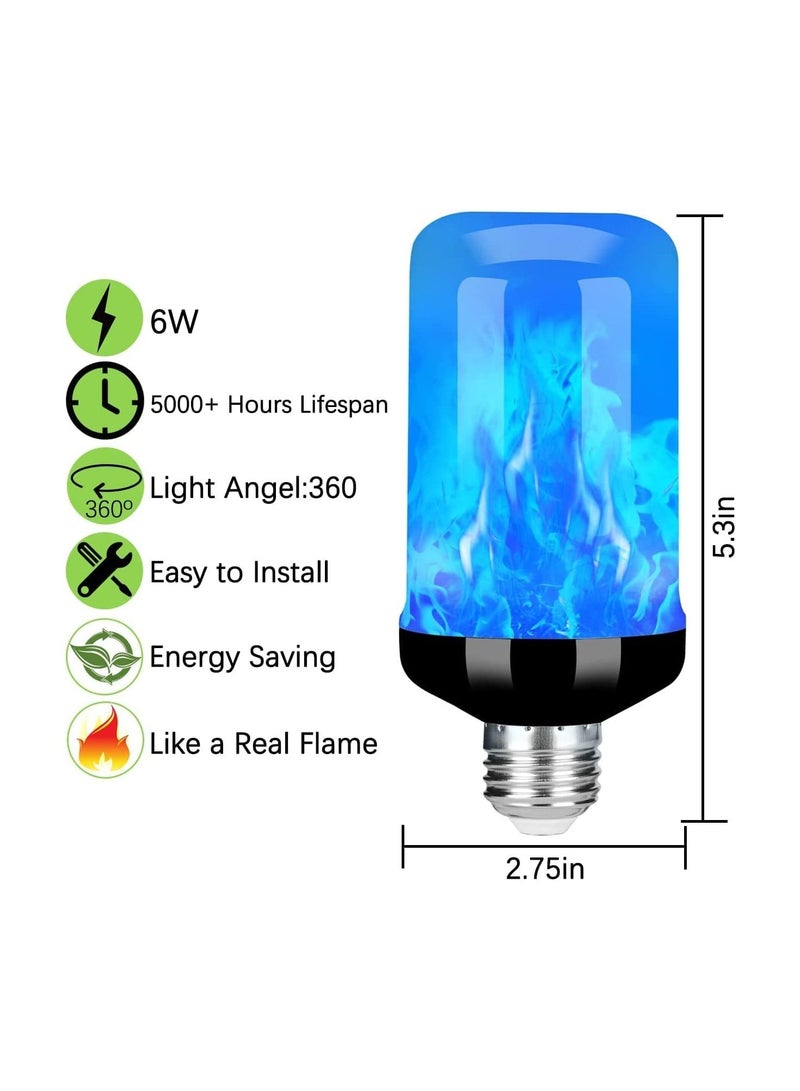 LED Flame Light Bulb Upgraded 4 Modes Flickering Light Bulbs with Upside Down Effect E27 Base Flame Bulb for Party Indoor and Outdoor Home Decoration Romantic Atmosphere Lighting (Yellow+Blue)