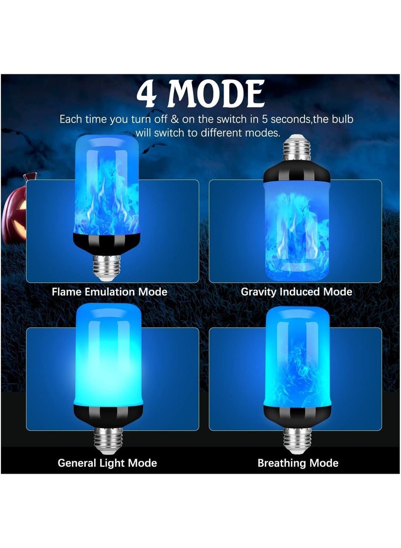 LED Flame Light Bulb Upgraded 4 Modes Flickering Light Bulbs with Upside Down Effect E27 Base Flame Bulb for Party Indoor and Outdoor Home Decoration Romantic Atmosphere Lighting (Yellow+Blue)