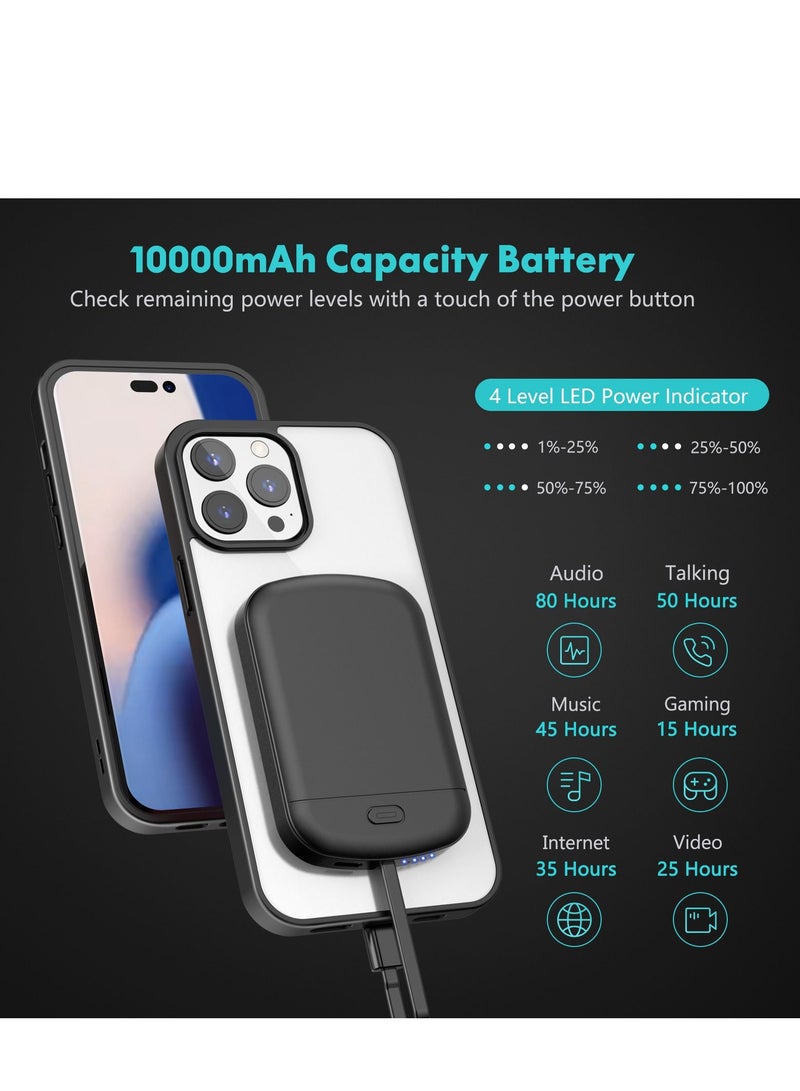 Wireless Magnetic Power Bank With Protection Case Cover 10000 mAh For iPhone 14 Pro Max Black