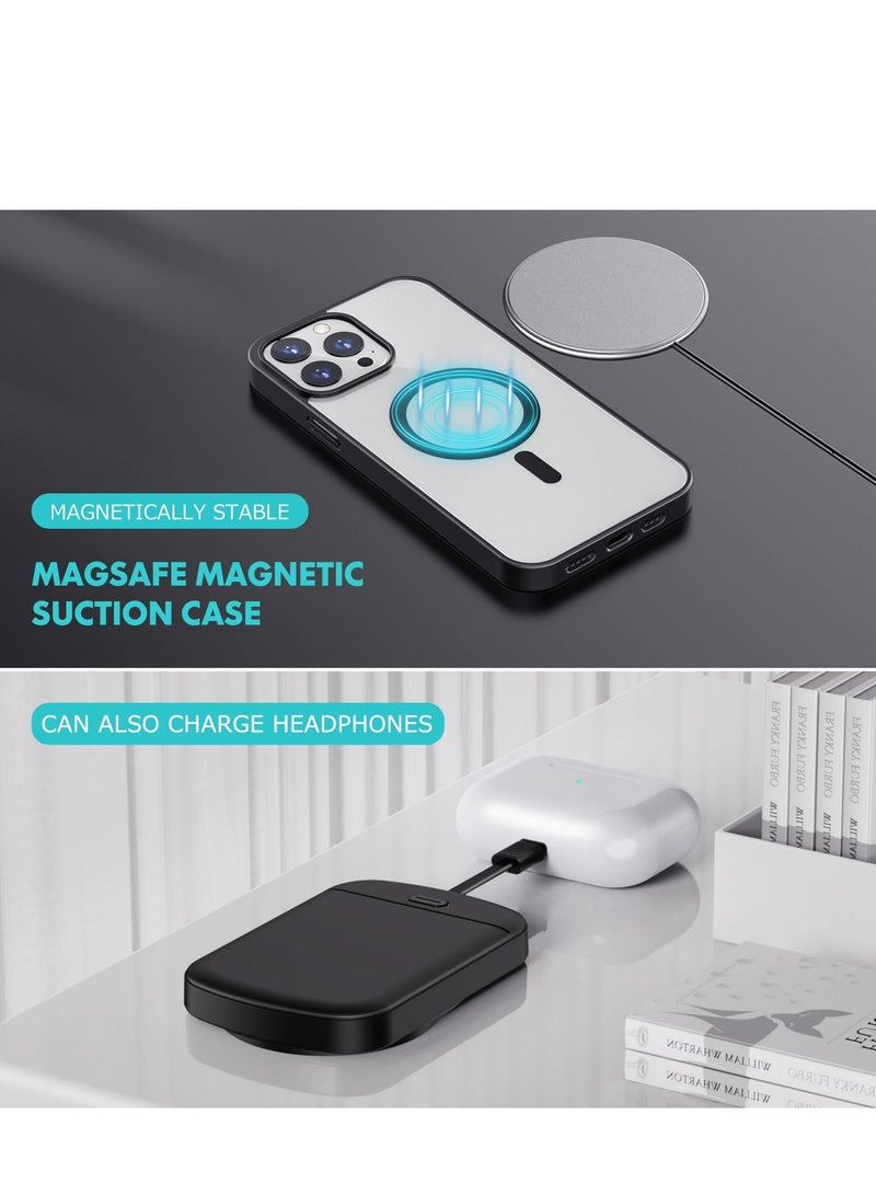 Wireless Magnetic Power Bank With Protection Case Cover 10000 mAh For iPhone 14 Pro Max Black