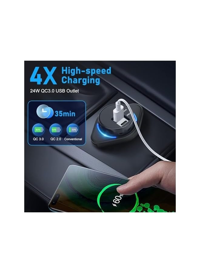2PCS 12V USB Outlet, USB C Outlet Socket, Upgraded Dual PD3.0 and QC3.0 24W Car USB Ports, Waterproof 12V/24V Type C USB Power Outlet for RV Marine Motorcycle Boat Golf Cart (Surface Mount)