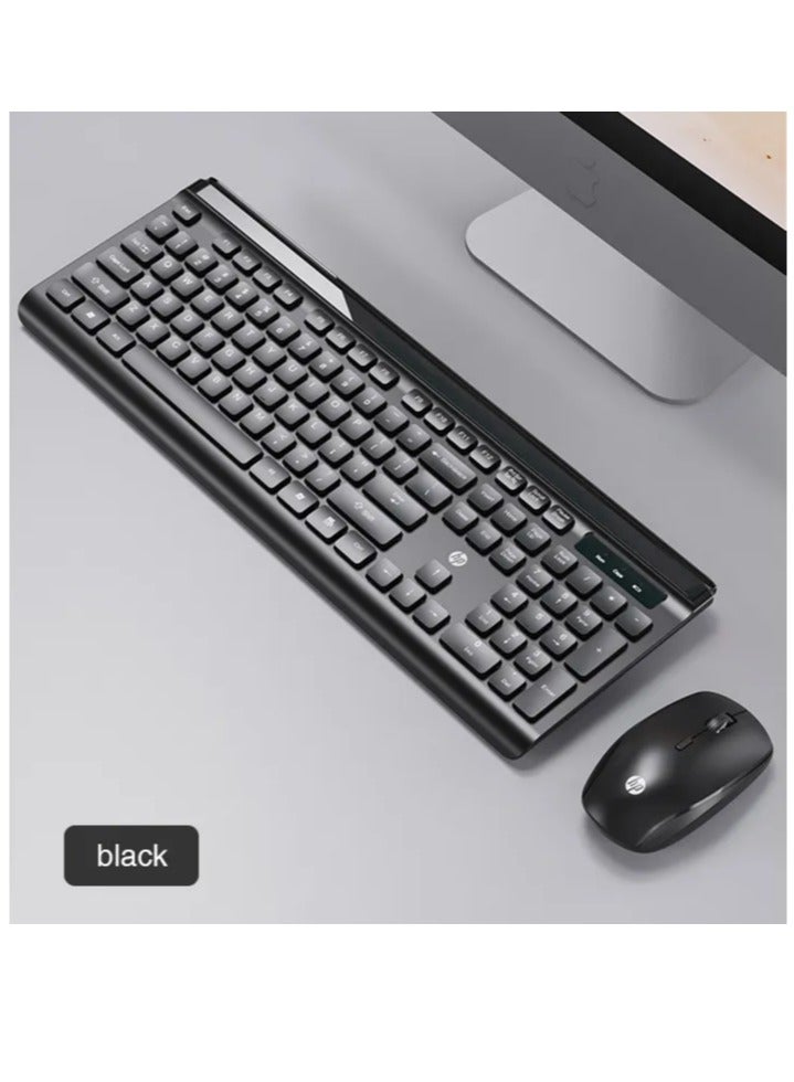 CS500 wireless keyboard and mouse combo with 104 keycaps keyboard, plug & play, ergonomic design mouse for office home computer pc laptop black