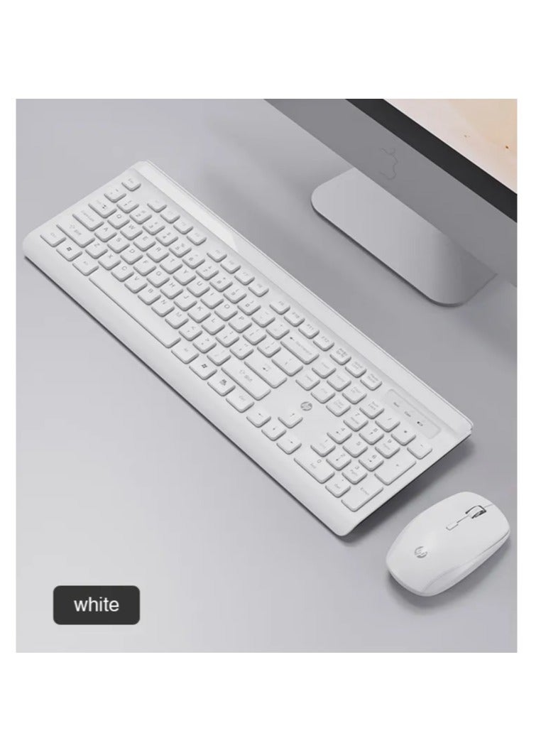 CS500 wireless keyboard and mouse combo with 104 keycaps keyboard, plug & play, ergonomic design mouse for office home computer pc laptop WHITE