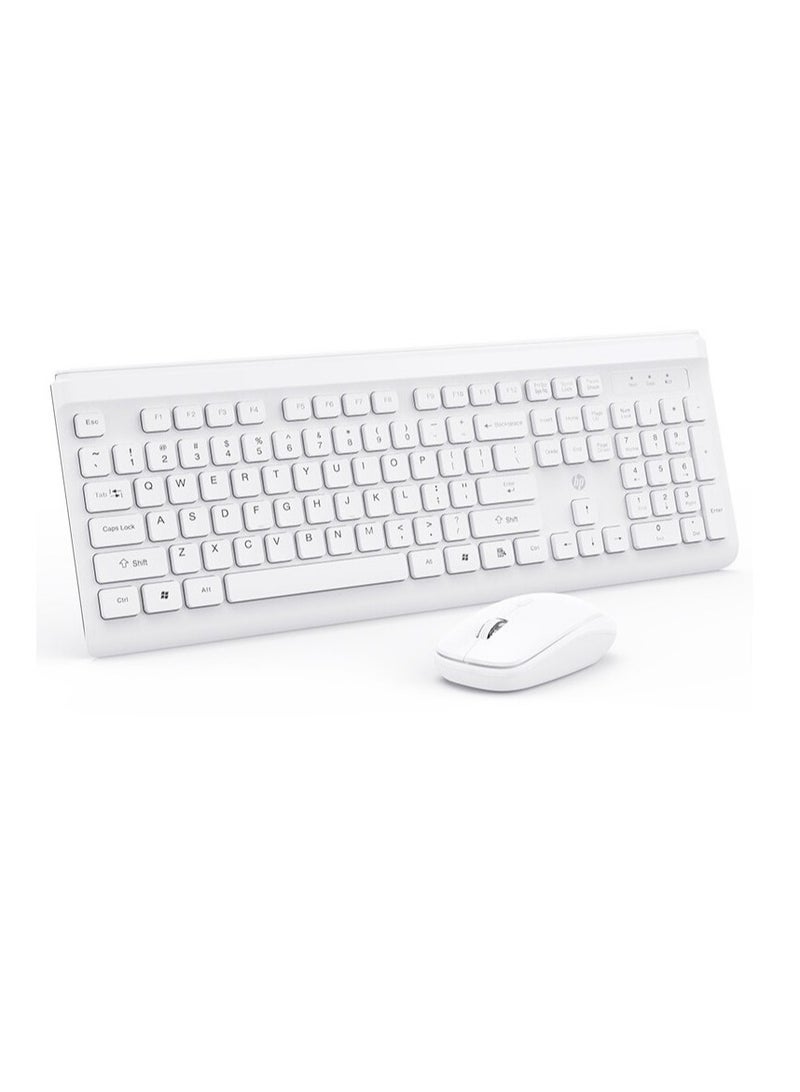 CS500 wireless keyboard and mouse combo with 104 keycaps keyboard, plug & play, ergonomic design mouse for office home computer pc laptop WHITE