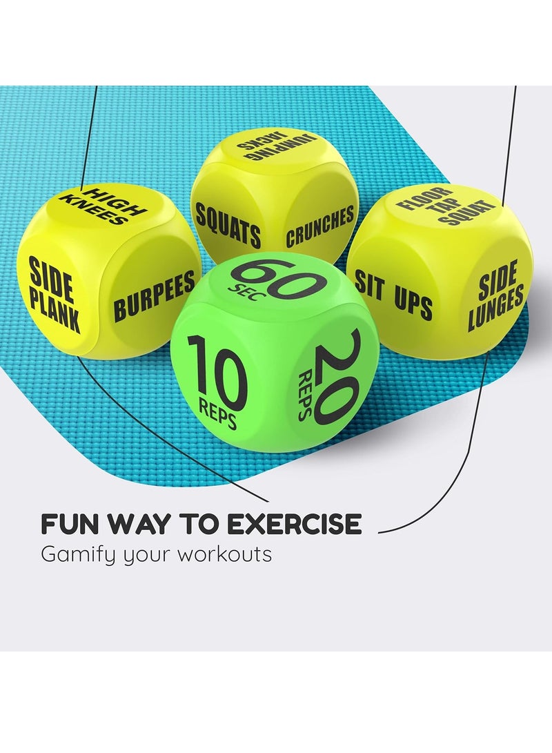 4pcs Workout Dice - Fun Exercise Dice for Solo or Group Classes, 6-Sided Foam Fitness Dice Great Dynamic Exercise Equipment