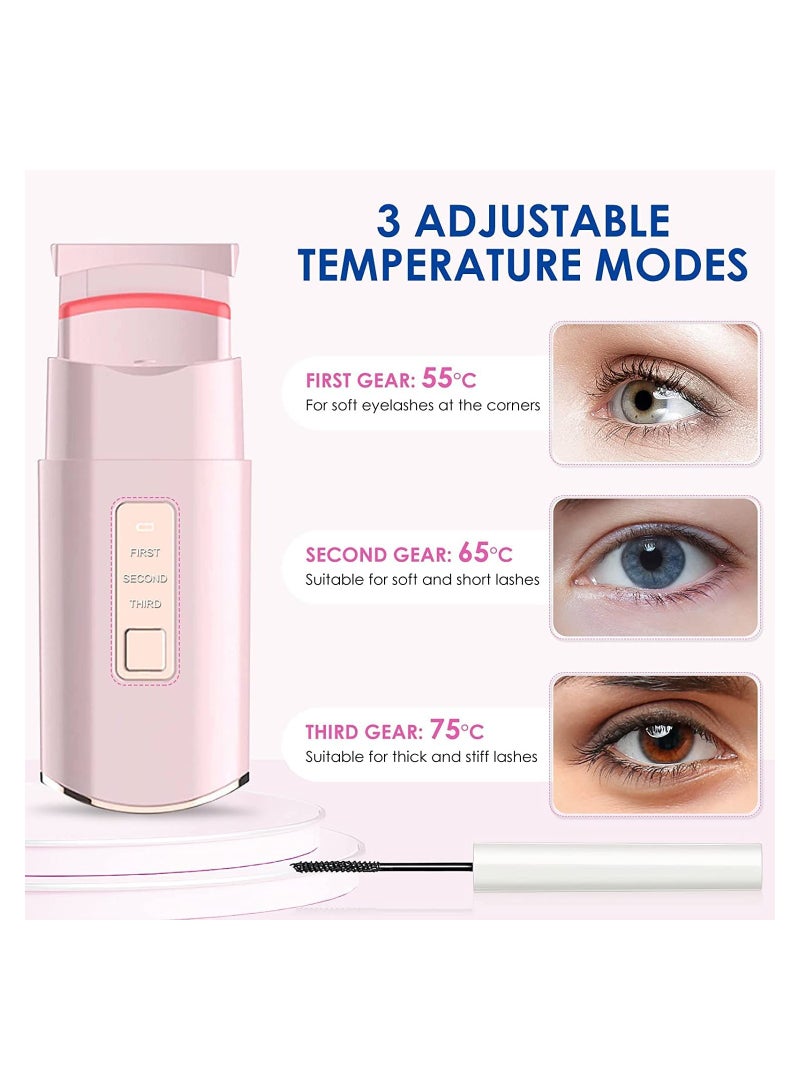 USB Rechargeable Heated Eyelash Curler with 3 Temperature Settings for Quick Heating and Long-Lasting Curls