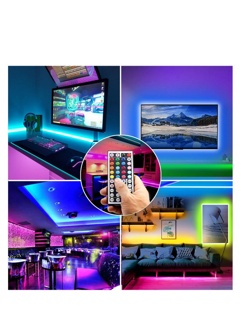 Led Strip Light Ultra Long RGB 5050 Color Changing LED Light Strips Kit 10m Led Light Strips with 44-Keys Remote Remote Led Lights for Bedroom Kitchen Home Festival Decoration (5Mx2)