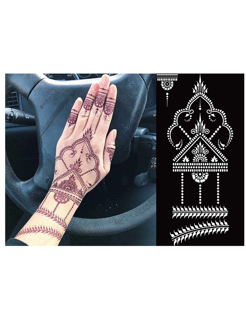 Temporary Tattoo Stencils, 12 Sheets of Self-Adhesive Henna Designs, Reusable Body Art Stickers for Kids and Adults, Creative Painting Templates