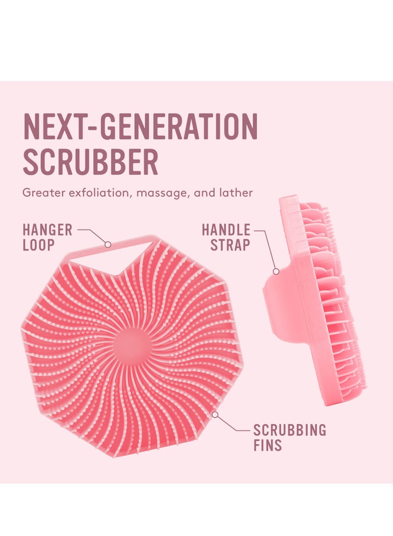 Antimicrobial Silicone Body Scrubber for Sensitive Skin Eco-Friendly Lathers Well and Charcoal-Infused for a Deep Clean Get Softer Healthier Skin (Pink)