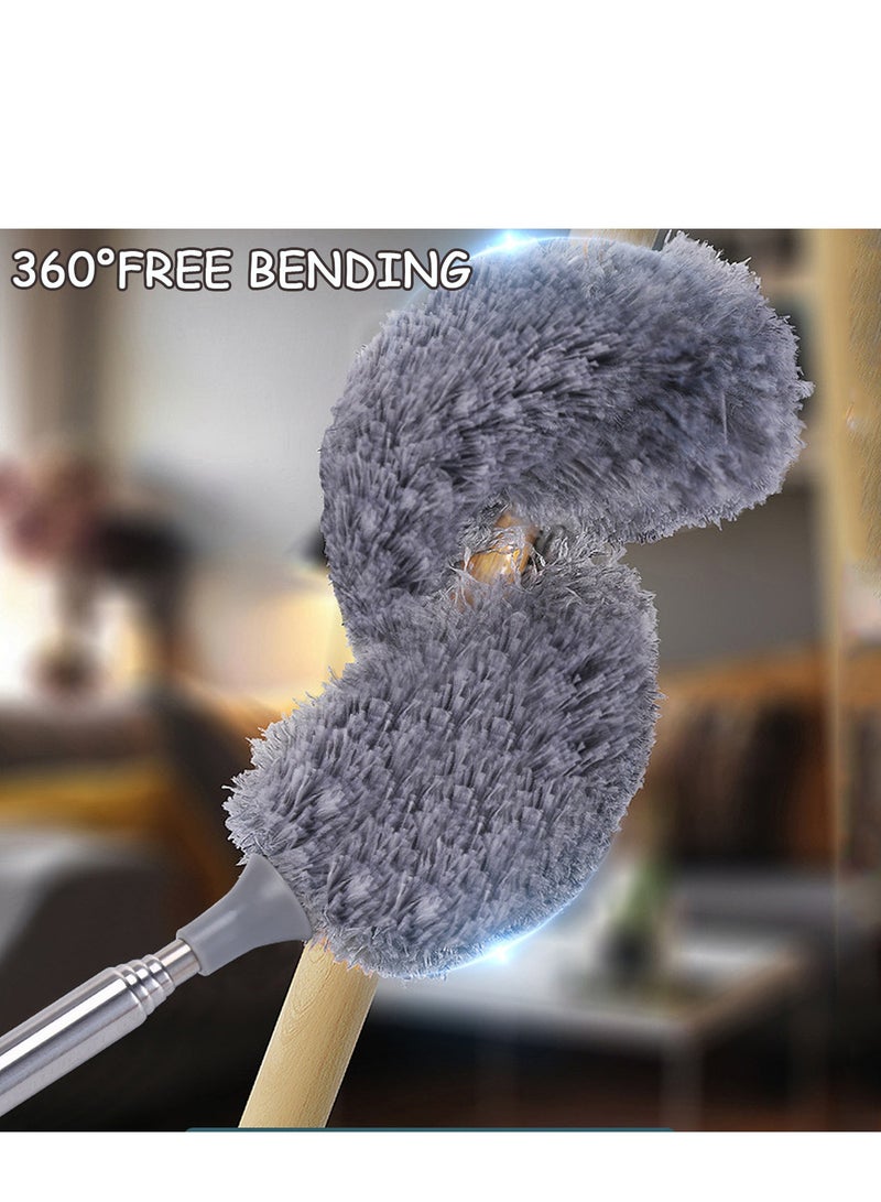 Microfiber Duster for Cleaning 3 Pieces Feather Duster with Extendable Pole Bendable Static Duster for Office Car Window Furniture Ceiling Fan Clean home