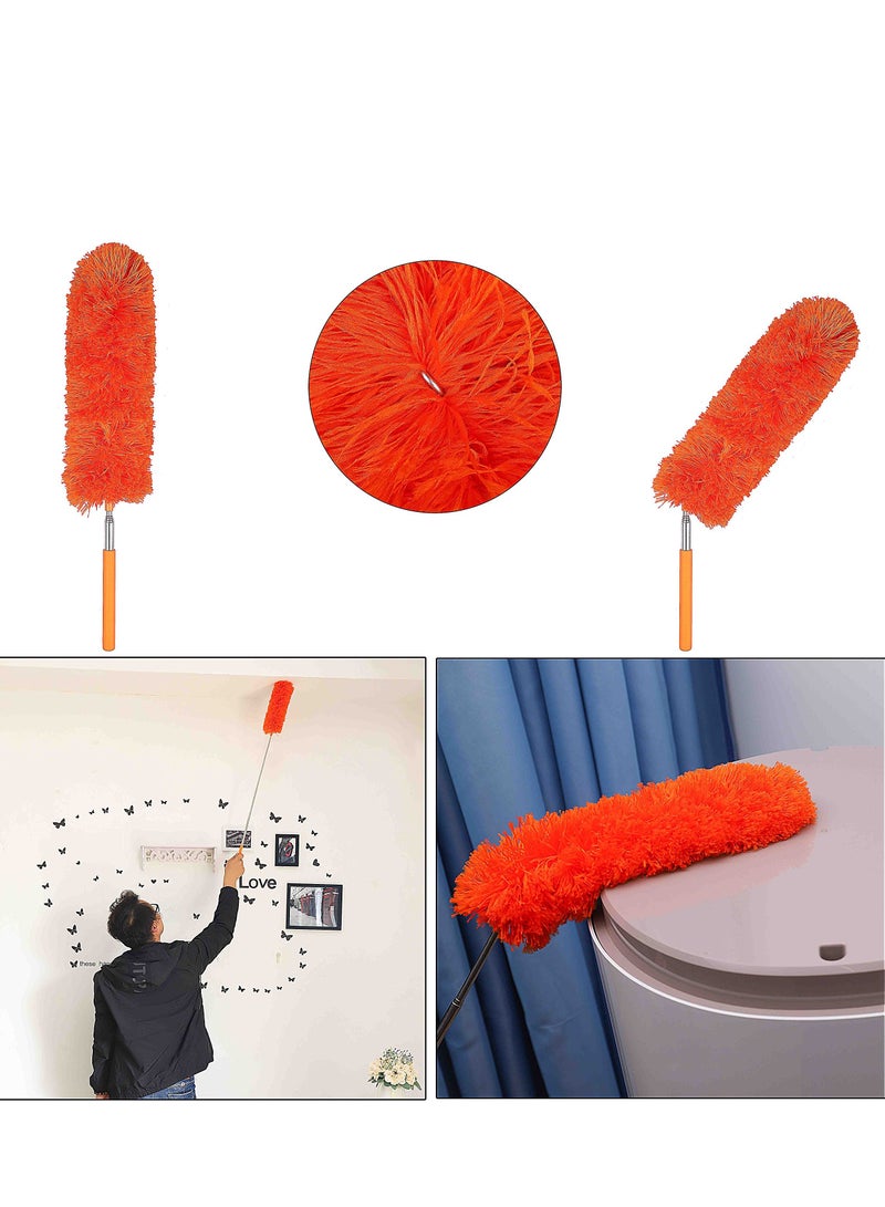 Microfiber Duster for Cleaning 3 Pieces Feather Duster with Extendable Pole Bendable Static Duster for Office Car Window Furniture Ceiling Fan Clean home