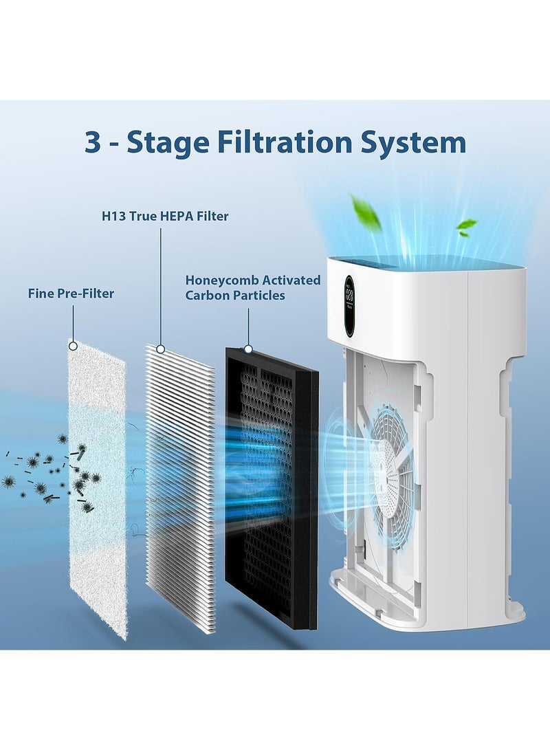 Smart Air Purifier - PM2.5 Digital Display - Air Cleaner with HEPA Filter - Deodorization, Sterilization, Remove Formaldehyde - Essential Appliances for Home and Office - HY4866