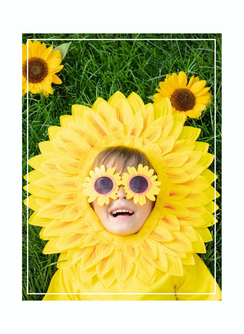 2 Sets Fun Sunflower Costume Headgear Glasses Suitable for Dance Parties and Festivals Yellow Color 228 In