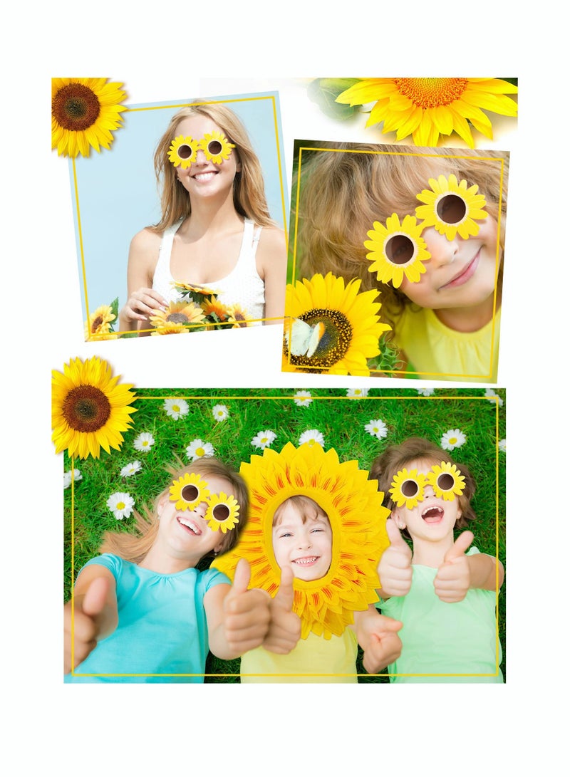 2 Sets Fun Sunflower Costume Headgear Glasses Suitable for Dance Parties and Festivals Yellow Color 228 In