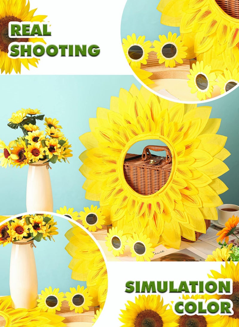 2 Sets Fun Sunflower Costume Headgear Glasses Suitable for Dance Parties and Festivals Yellow Color 228 In