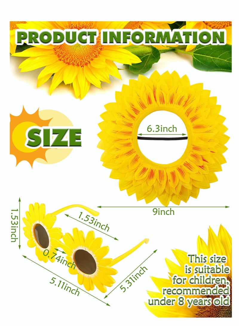 2 Sets Fun Sunflower Costume Headgear Glasses Suitable for Dance Parties and Festivals Yellow Color 228 In