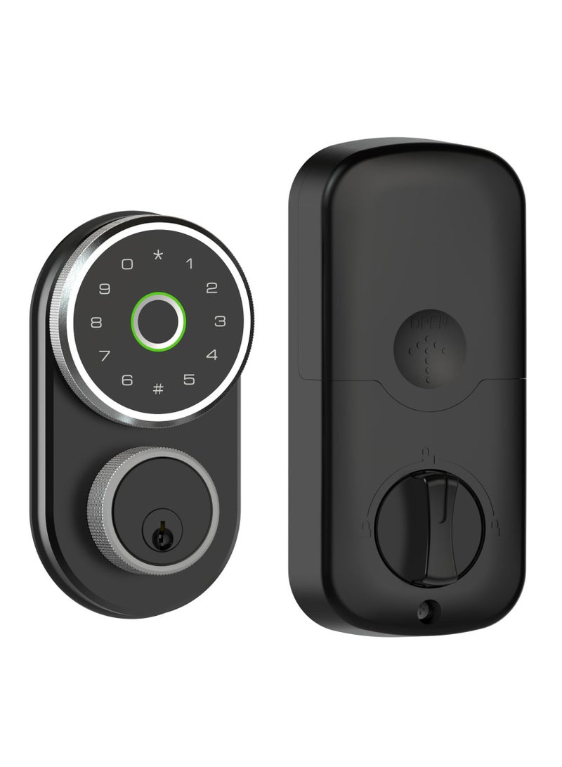 Fingerprint Door Lock, Keyless Entry Door Lock, Smart Lock with Fingerprint ID and Keypad Auto Lock, Electronic Digital Deadbolt with Fobs, Easy to Install (Black)