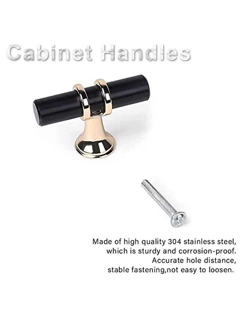 10 Pack Matte Knobs Black Gold Cabinet Pulls Kitchen Cabinet Knobs T Bar Pull Drawer Knob Modern Bedroom Furniture Bar Dresser Drawer Single Hole Knobs Zinc Alloy Base