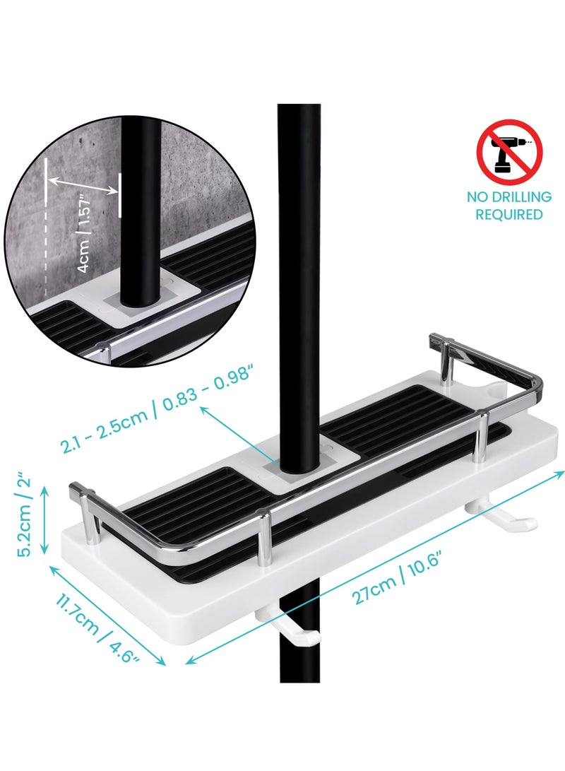 2 Pack Bathroom Shower Shelf - Shower Caddy/Tidy No Drilling Shower Holders Storage for Soap Shampoo - Shower Rack Hanging with Buckle Shower Head Hook Suit 21mm -25mm Shower Rail