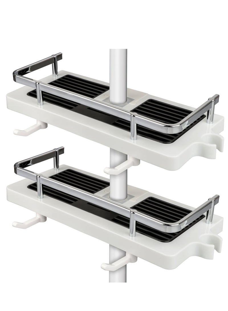 2 Pack Bathroom Shower Shelf - Shower Caddy/Tidy No Drilling Shower Holders Storage for Soap Shampoo - Shower Rack Hanging with Buckle Shower Head Hook Suit 21mm -25mm Shower Rail