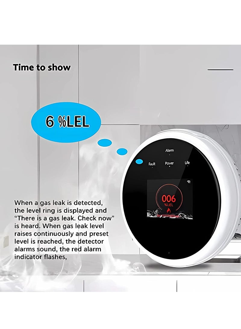 WiFi Natural Gas Detector,Smart WiFi Gas Leak Detector with Temperature Sensor LCD Display, Plug-in Gas Leak Sensor for LPG, LNG,Methane and Butane Gases