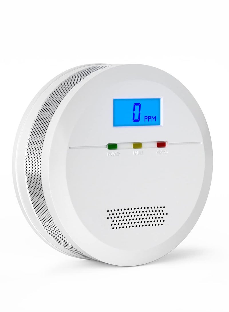 Carbon Monoxide Alarm Detector Detector with LCD Display CO Battery Powered High Decibel for Home Garage Office