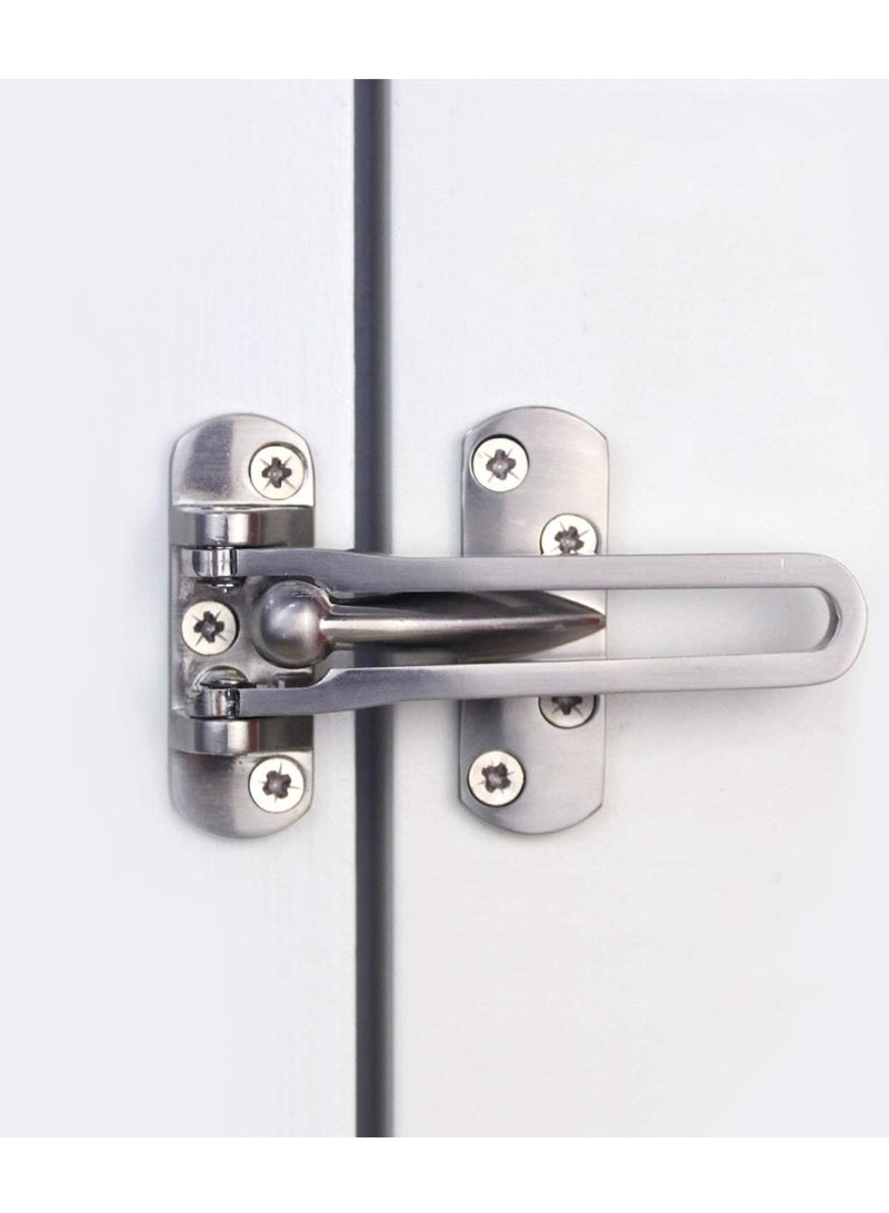 Door Lock Latch  Home Security Door Lock Swing Bar Door Guard for Kids  Hotel Door Latch  Thicken Solid Zinc Alloy Reinforcement Lock  Silver 2 Pack