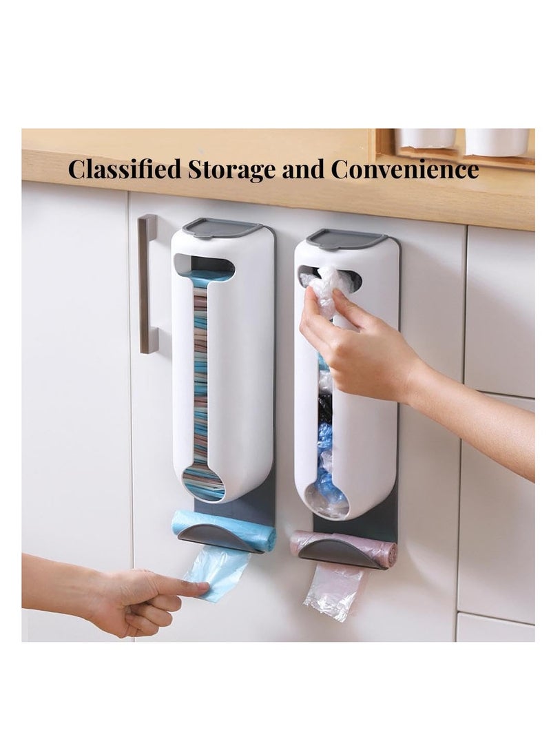 Wall Mount Plastic Bag Organizer Grocery Bag Dispenser Bags holder for Plastic Bags Home Kitchen Simple and Environmentally Friendly Versatile Use No drilling required (White)
