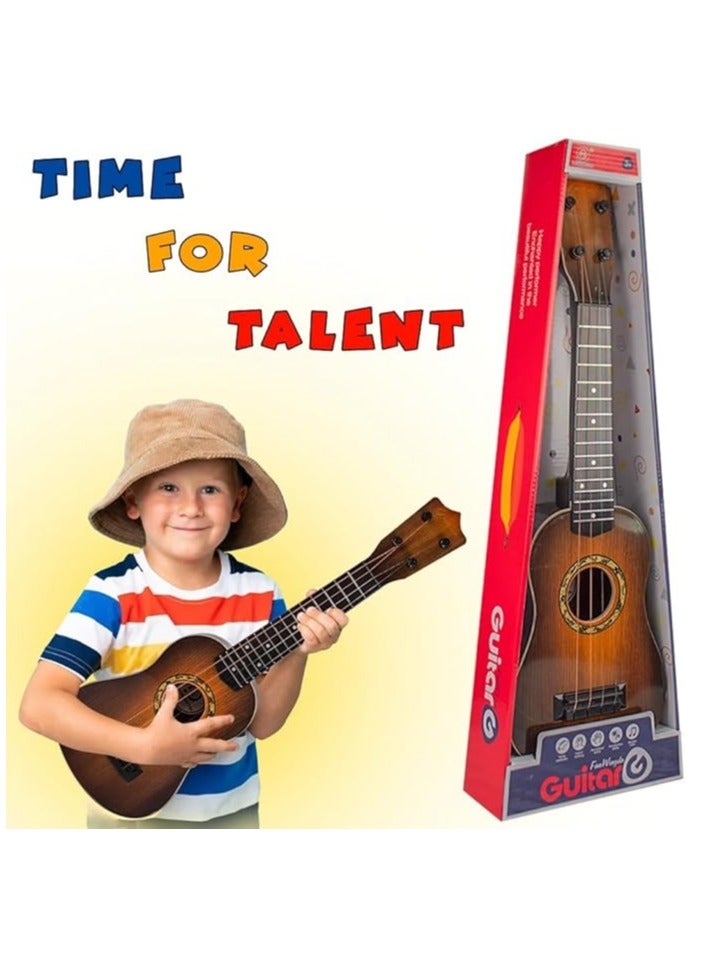 UKR 23-Inch 4-String Wooden Guitar for Kids 3+ – Brown Beginner Music Toy, Educational Musical Instrument for Toddlers, Early Learning Toy for Children