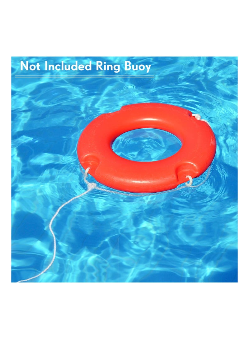 Hollow Braided Polypropylene Line Rope Heaving Line with Spring Hook for Ring Buoy Pool Life Preserver Ring Rope Boat Anchor Rope Not Easy to Get Rust and Abrasion(White15 M/ 16.4 Yards)(1 Pack)