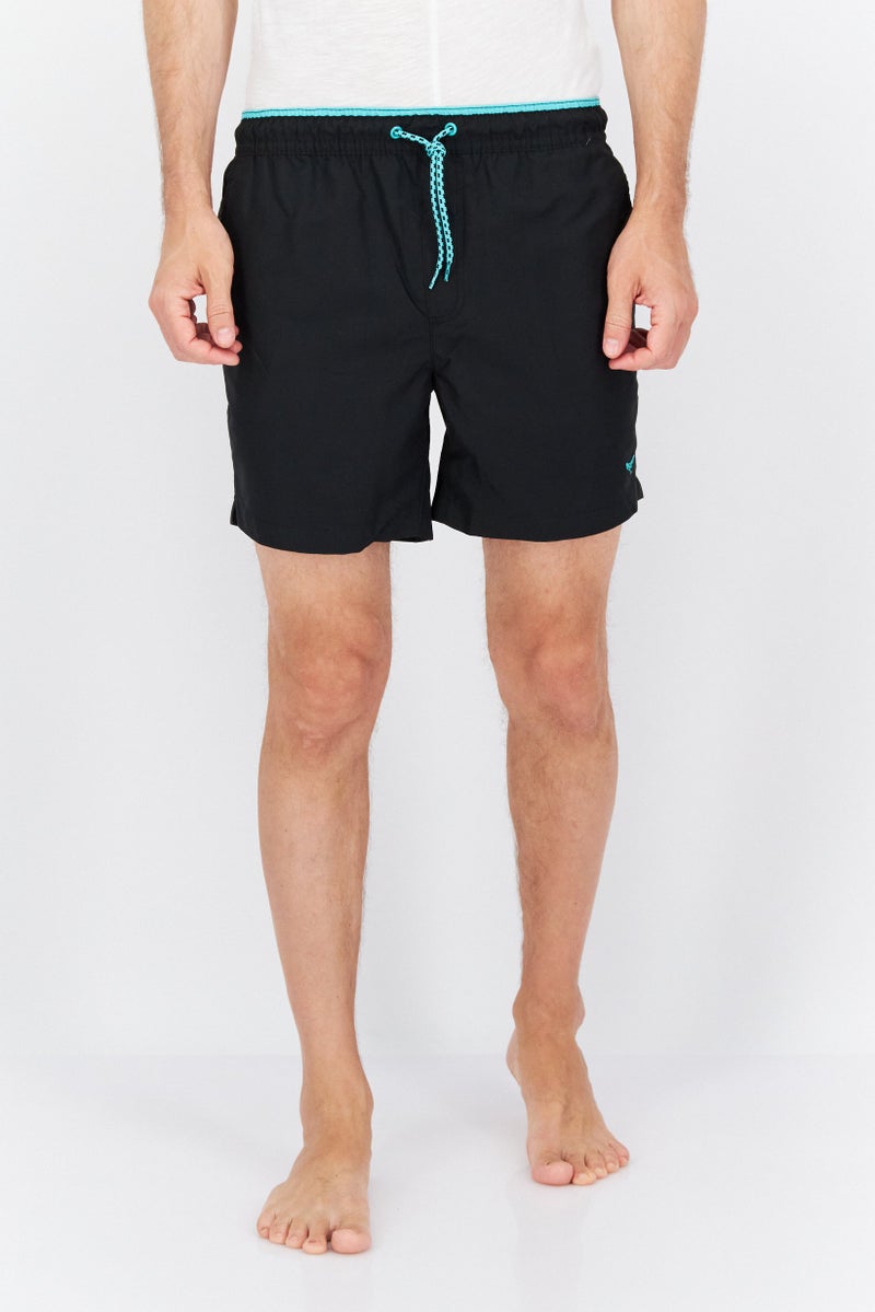 Men 2 Pc Brand Logo Drawstring Board Shorts, Navy/Black