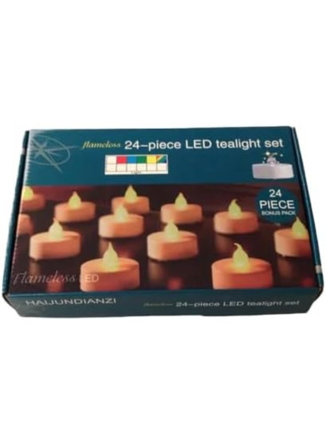 Box Of 24 Pieces Artificial Tea Light Candles For Wedding  And  Home Decorations 3.5X3.5X3.5Cm White