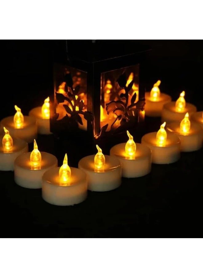 Box Of 24 Pieces Artificial Tea Light Candles For Wedding  And  Home Decorations 3.5X3.5X3.5Cm White